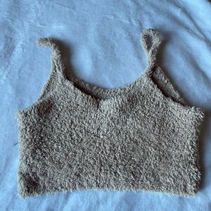 Fuzzy & Cozy Beige Crop Top